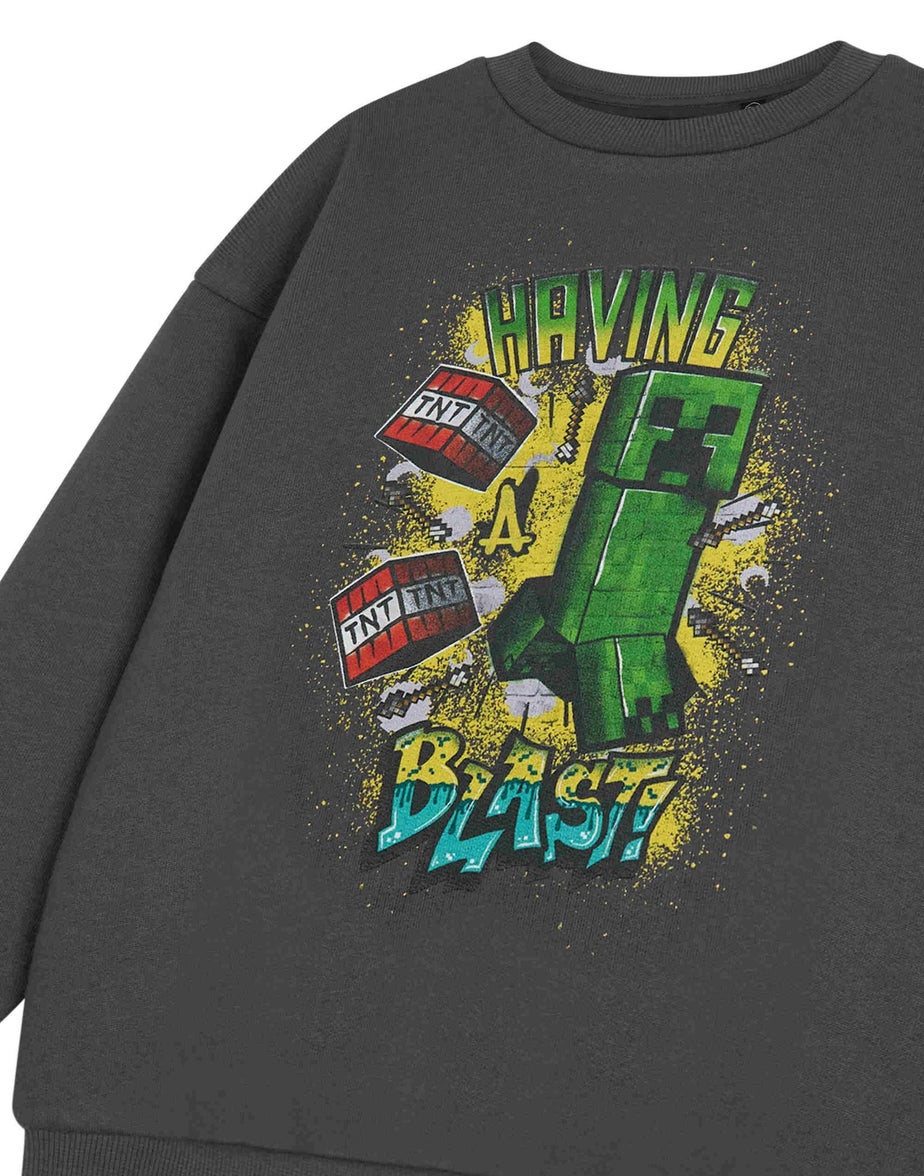 Vanilla Underground Minecraft Kids Grey Having A Blast Sweatshirt (3-14 Years)