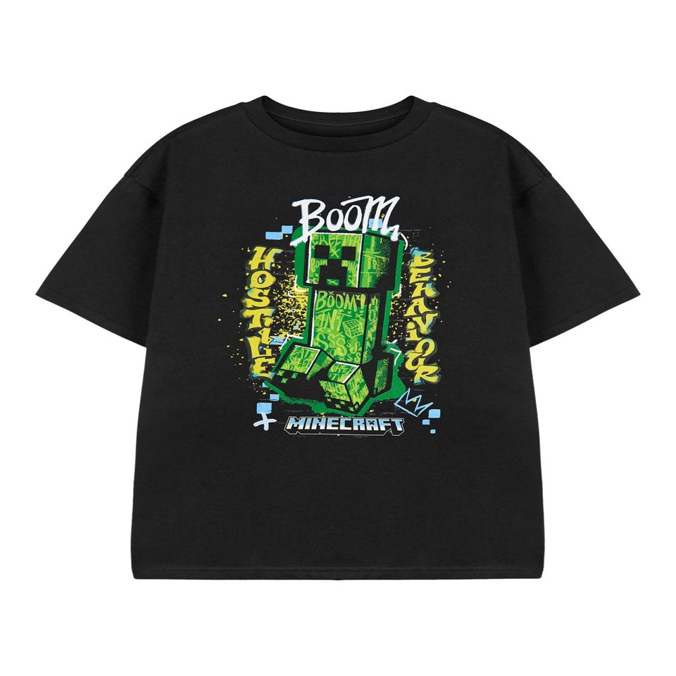 Minecraft Hostile Behaviour Kids Black T-Shirt (3-14 Years)
