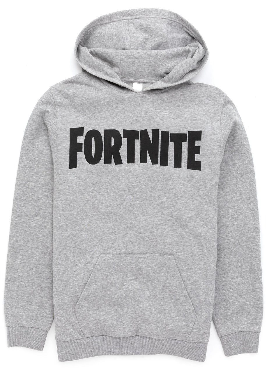 Fortnite Logo Kids Grey Hoodie (11-16 Yrs)