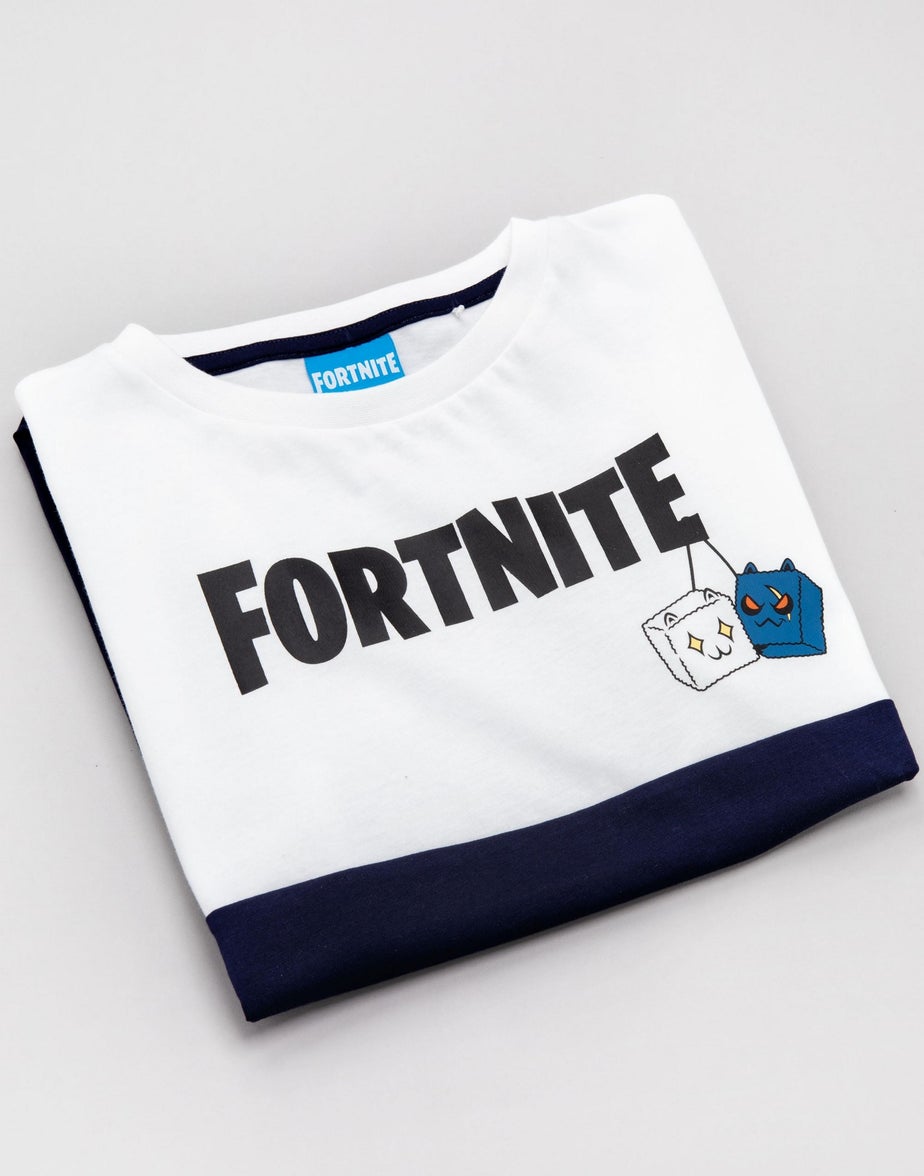 Fortnite Kids Colour Block Logo White T-Shirt (11-16 Yrs)