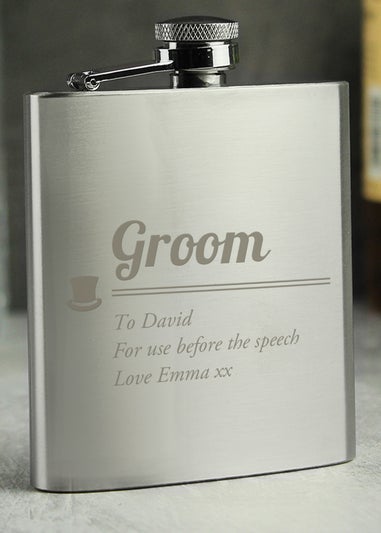 Personalised Memento Company Groom Hip Flask
