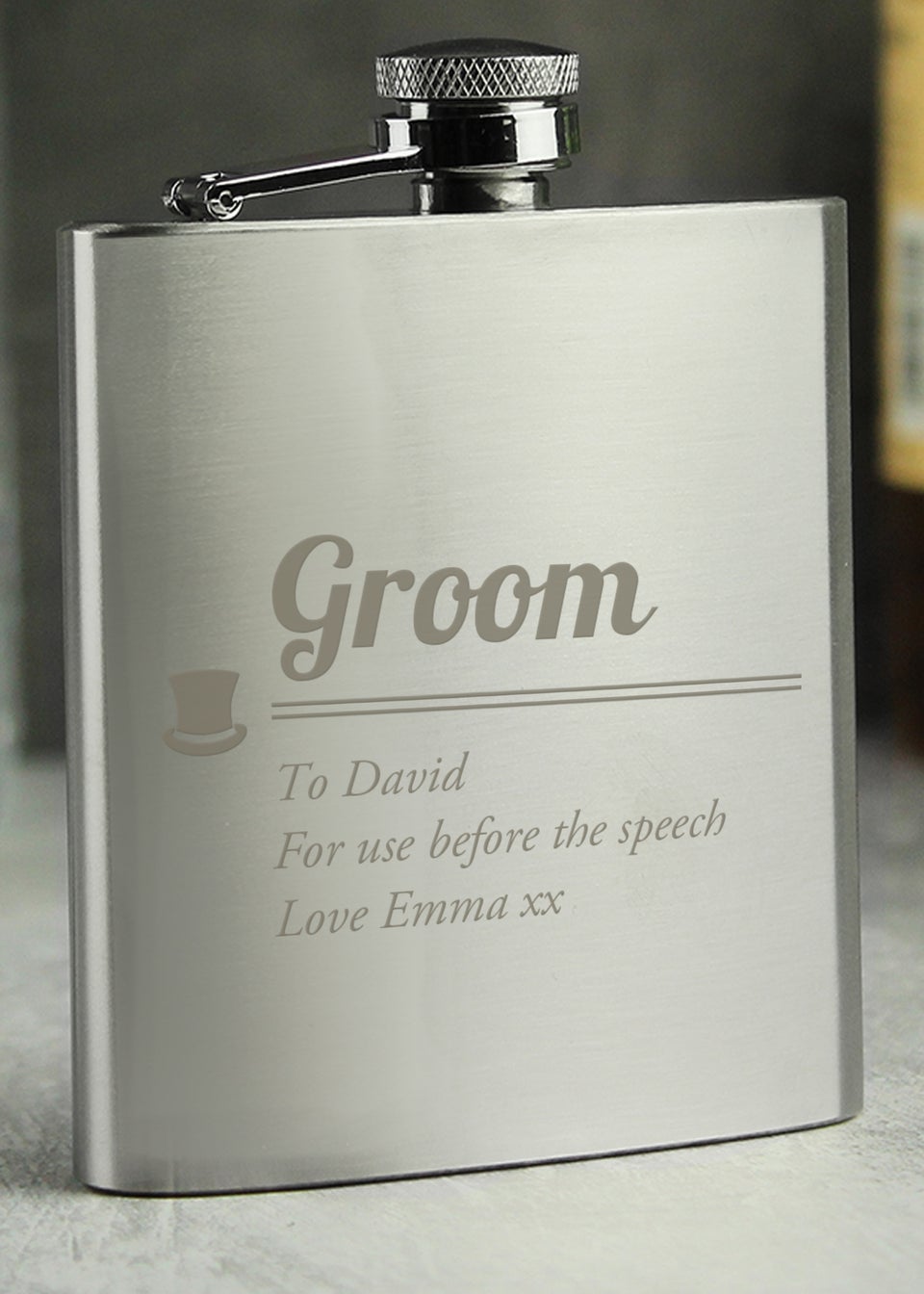 Personalised Memento Company Groom Hip Flask