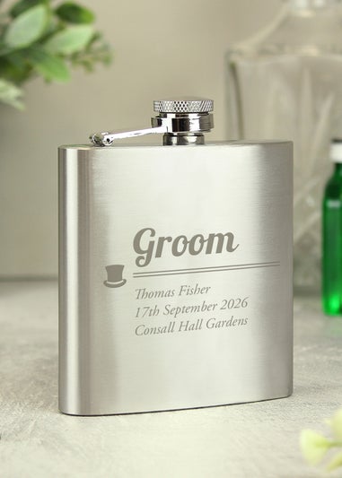 Personalised Memento Company Groom Hip Flask