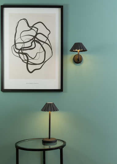 ValueLights Pair of Avery Dimmable Rechargeable Black Wall Lights