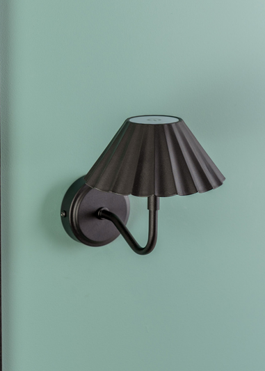 ValueLights Pair of Avery Dimmable Rechargeable Black Wall Lights