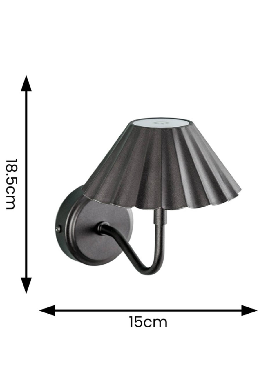 ValueLights Pair of Avery Dimmable Rechargeable Black Wall Lights