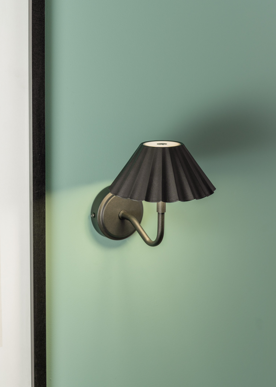 ValueLights Pair of Avery Dimmable Rechargeable Black Wall Lights