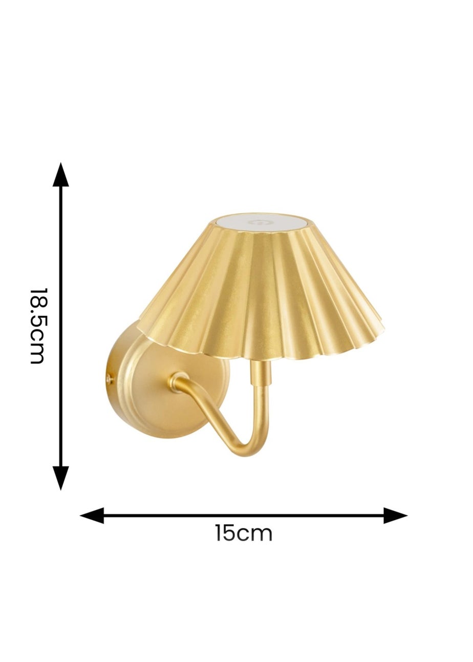 ValueLights Pair of Avery Dimmable Rechargeable Gold Wall Lights