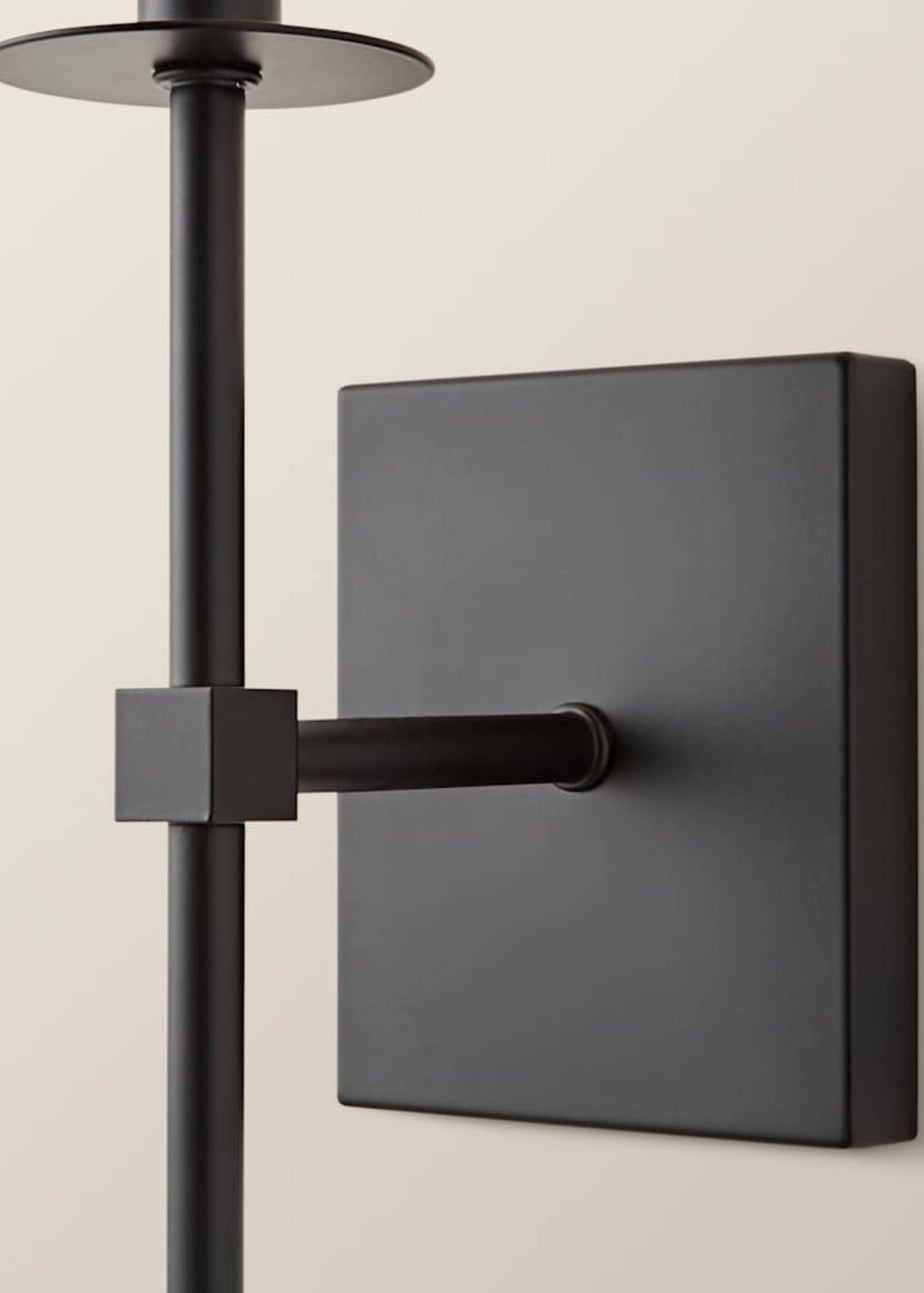 ValueLights Pair of Kincaid Rechargeable Black Wall Lights with Cream Shades