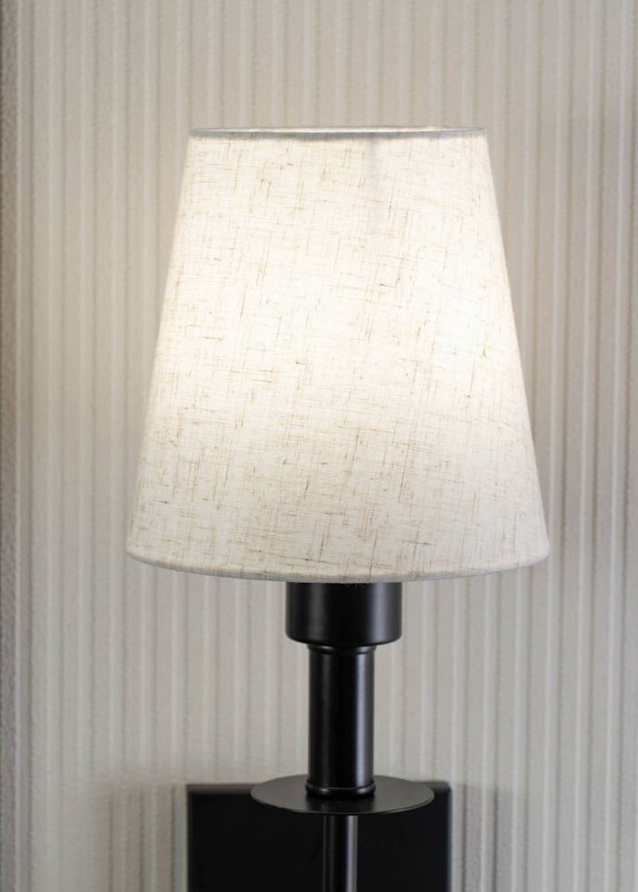 ValueLights Pair of Kincaid Rechargeable Black Wall Lights with Cream Shades