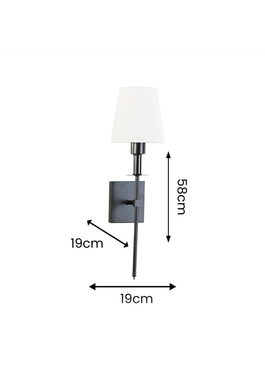 ValueLights Pair of Dimmable Black Wall Lights with Cream Shades Integrated LED (58cm x 19cm x 19cm)