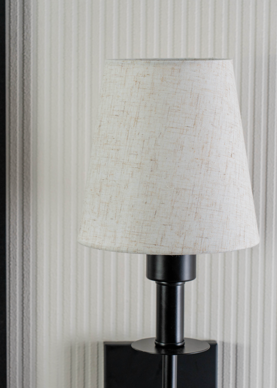 ValueLights Pair of Dimmable Black Wall Lights with Cream Shades Integrated LED (58cm x 19cm x 19cm)