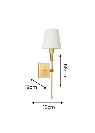 ValueLights Pair of Gold Wall Lights with Cream Shades Integrated LED (58cm x 19cm x 19cm)