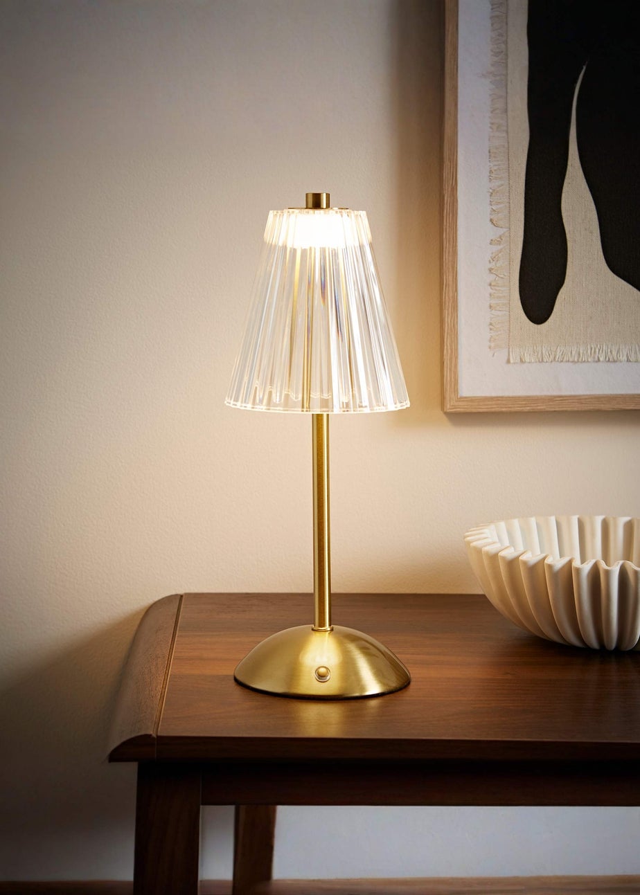 ValueLights Allie Gold LED Rechargeable Portable Wireless Table Lamp Light