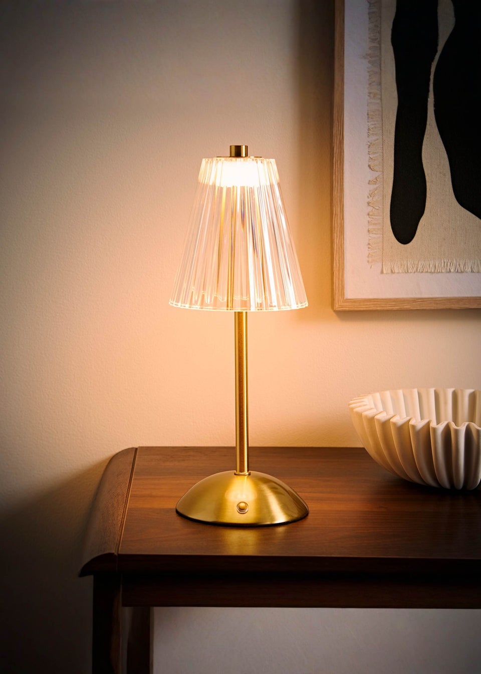 ValueLights Allie Gold LED Rechargeable Portable Wireless Table Lamp Light