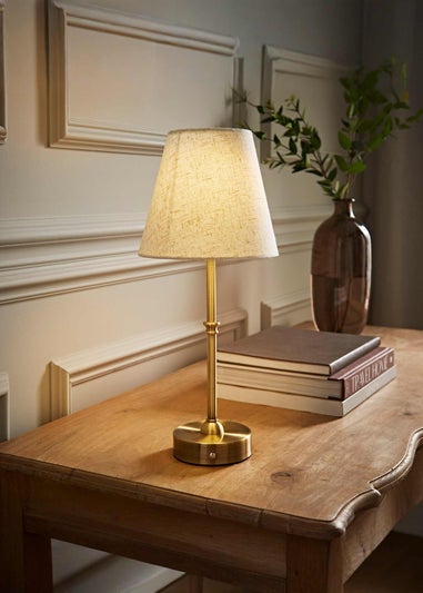 ValueLights Lowe Antique Brass LED Rechargeable Table Lamp Light