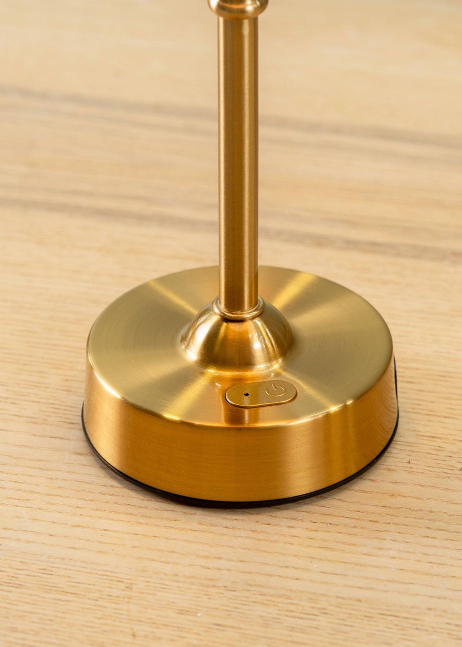 ValueLights Lowe Antique Brass LED Rechargeable Portable Table Lamp Light