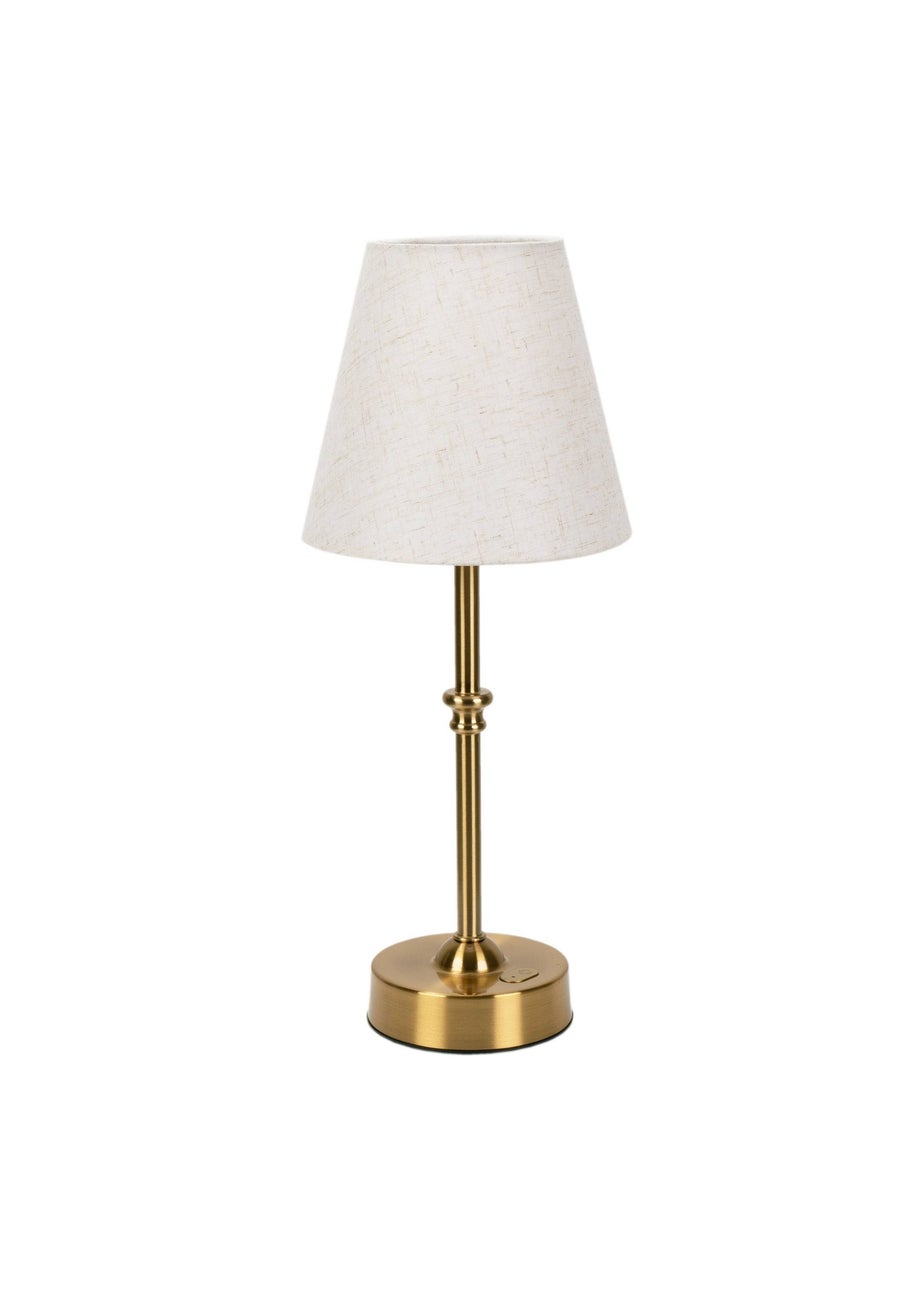 ValueLights Lowe Antique Brass LED Rechargeable Portable Table Lamp Light