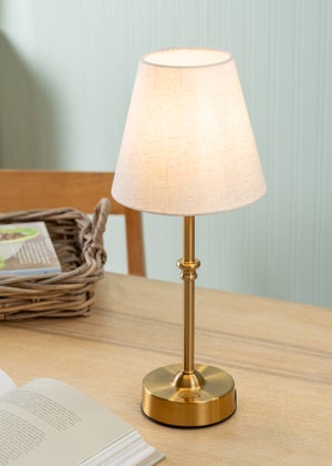 ValueLights Lowe Antique Brass LED Rechargeable Portable Table Lamp Light