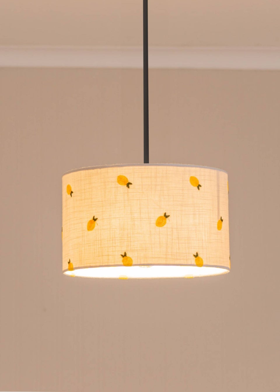 ValueLights Small Brae Fabric Cream Drum Ceiling Pendant Shade