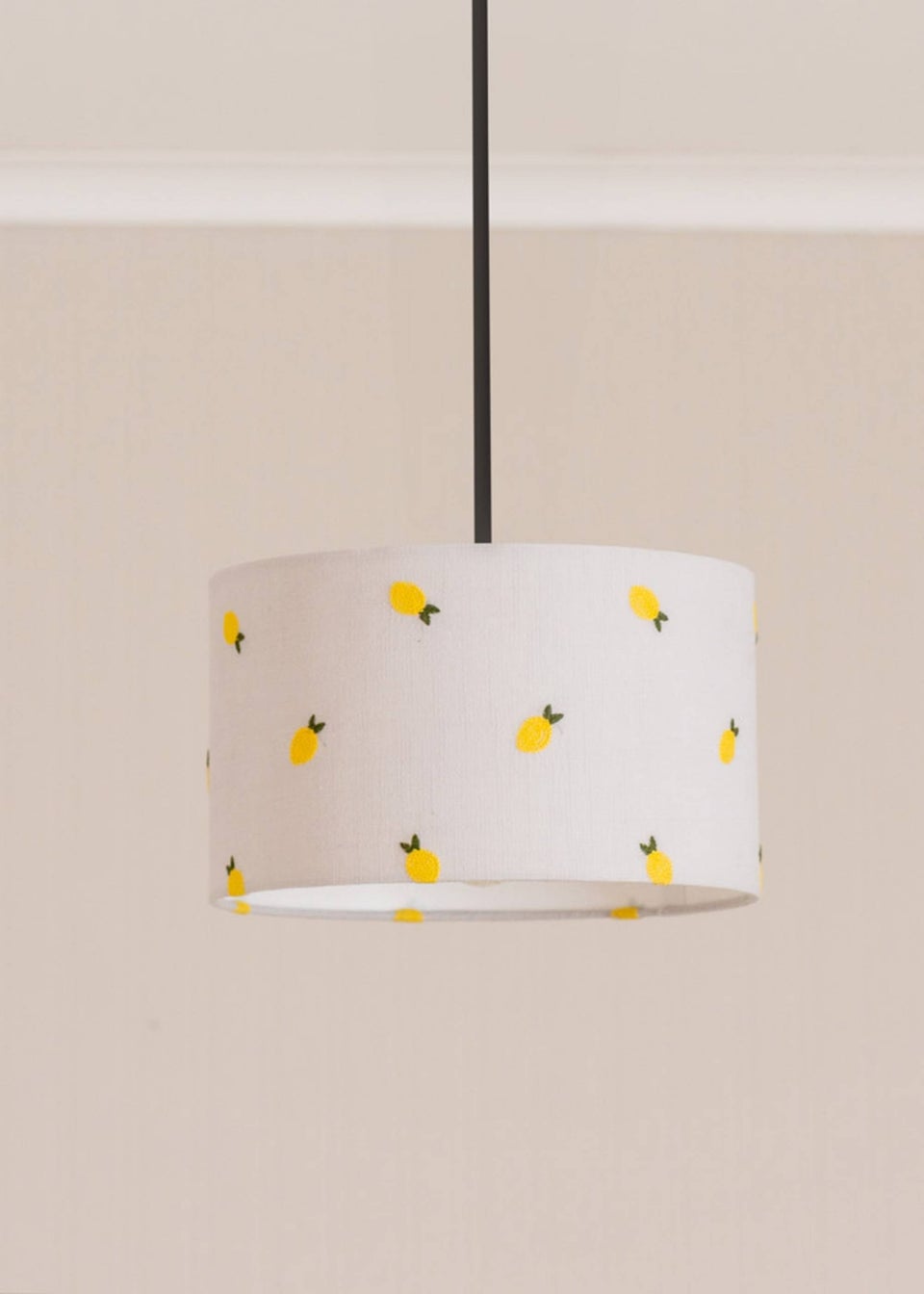 ValueLights Small Brae Fabric Cream Drum Ceiling Pendant Shade