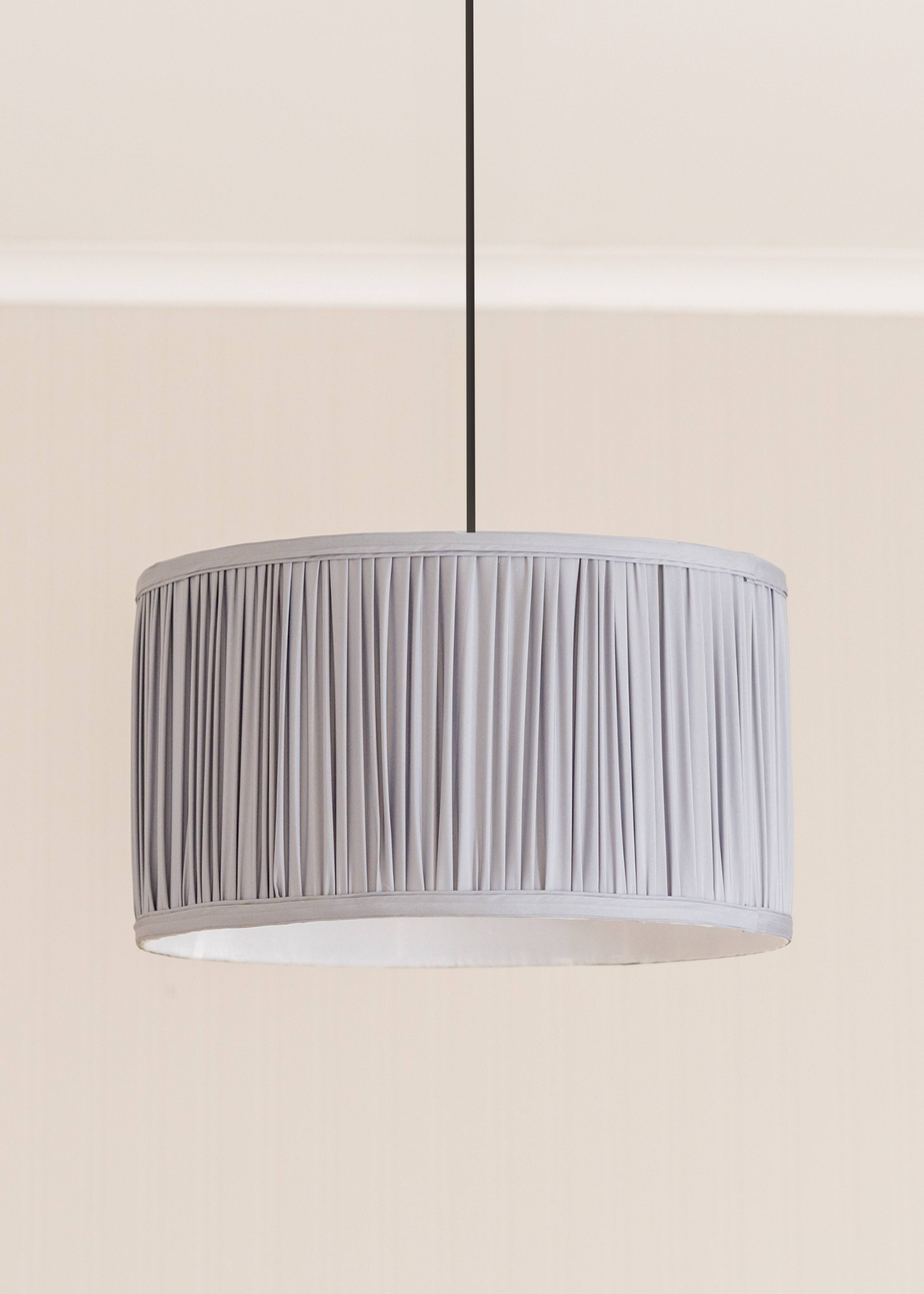 ValueLights Large Jess Fabric Faux Silk Blue Drum Ceiling Pendant Shade