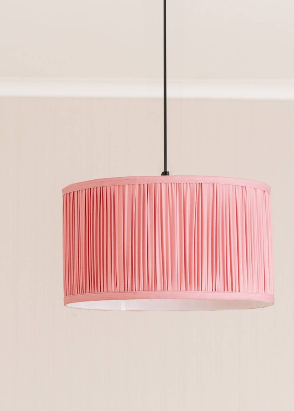 ValueLights Large Jess Fabric Faux Silk Pink Drum Ceiling Pendant Shade