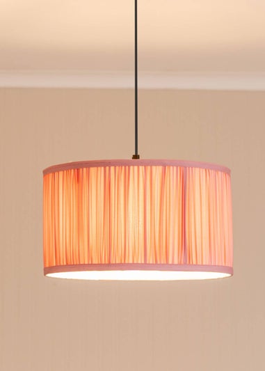 ValueLights Large Jess Fabric Faux Silk Pink Drum Ceiling Pendant Shade