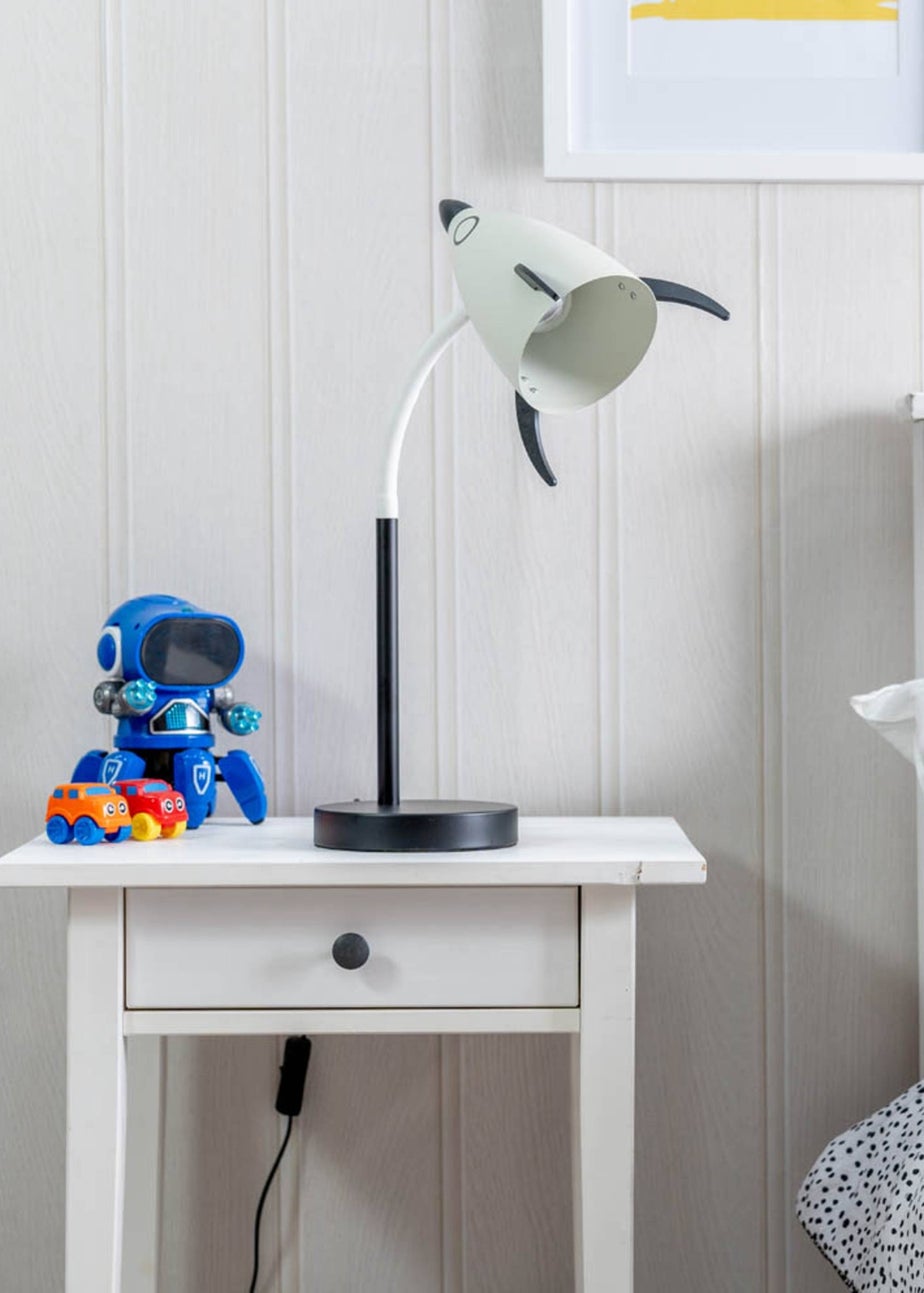 ValueLights Rocket Blue Table Lamp with Tapered Shade