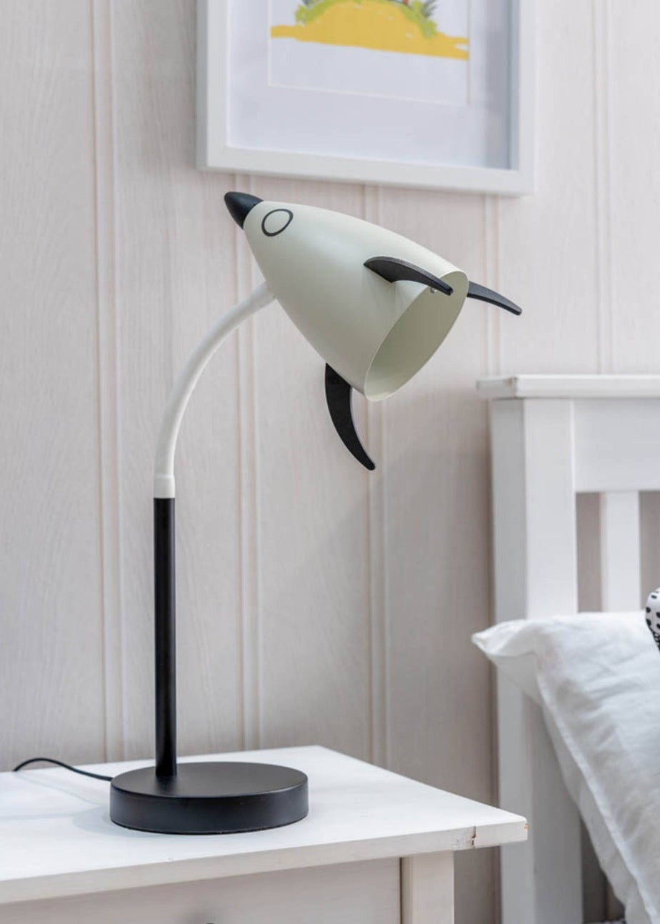 ValueLights Rocket Blue Table Lamp with Tapered Shade