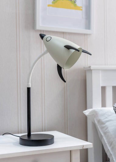 ValueLights Rocket Blue Table Lamp with Tapered Shade