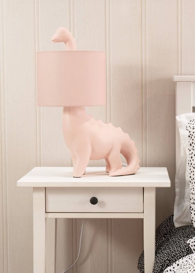 ValueLights Dinosaur Painted Pink Table Lamp with Golfball