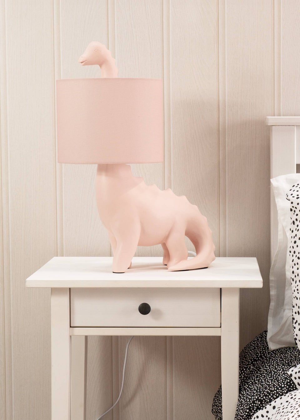 ValueLights Dinosaur Painted Pink Table Lamp with Golfball