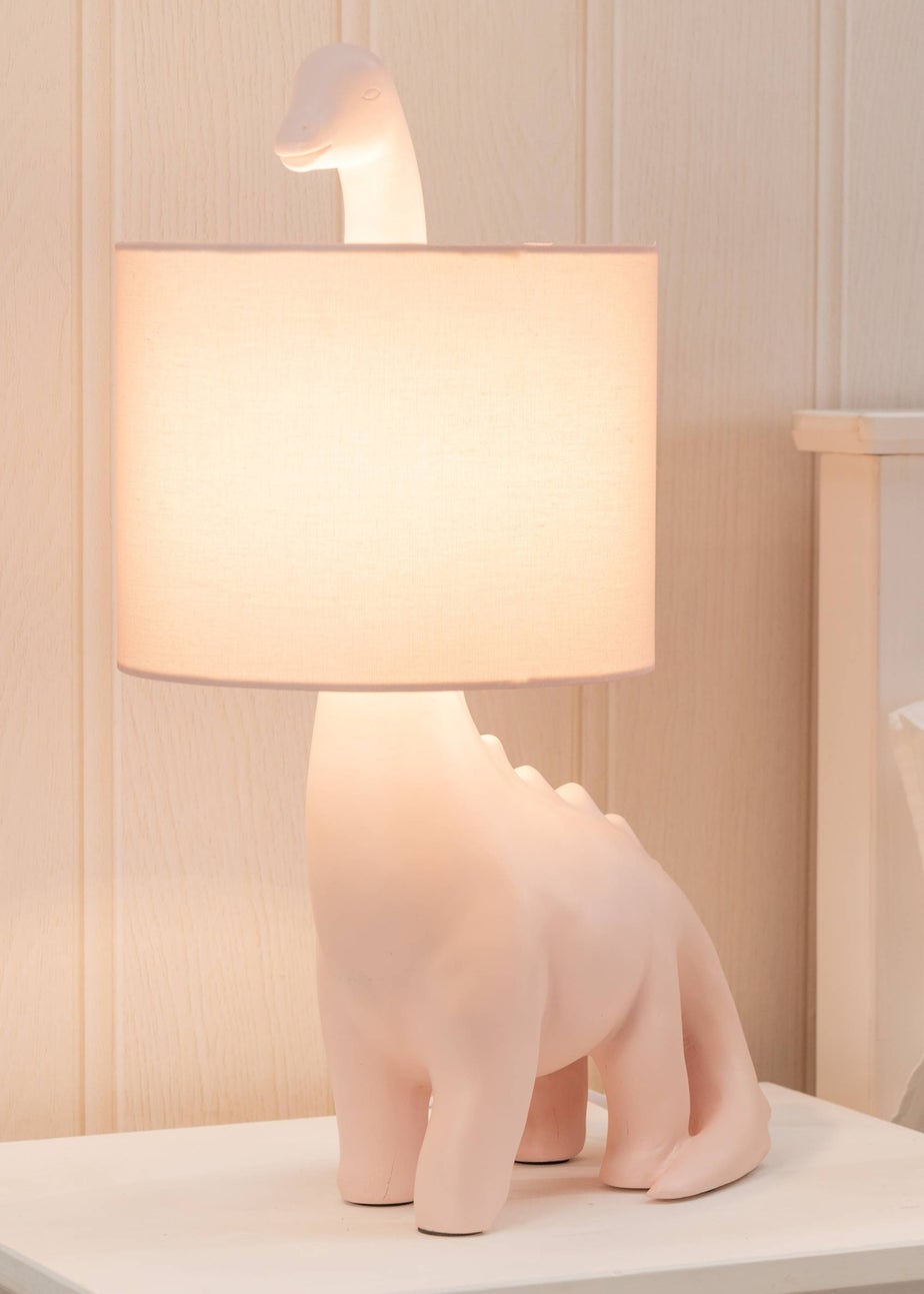 ValueLights Dinosaur Painted Pink Table Lamp with Golfball