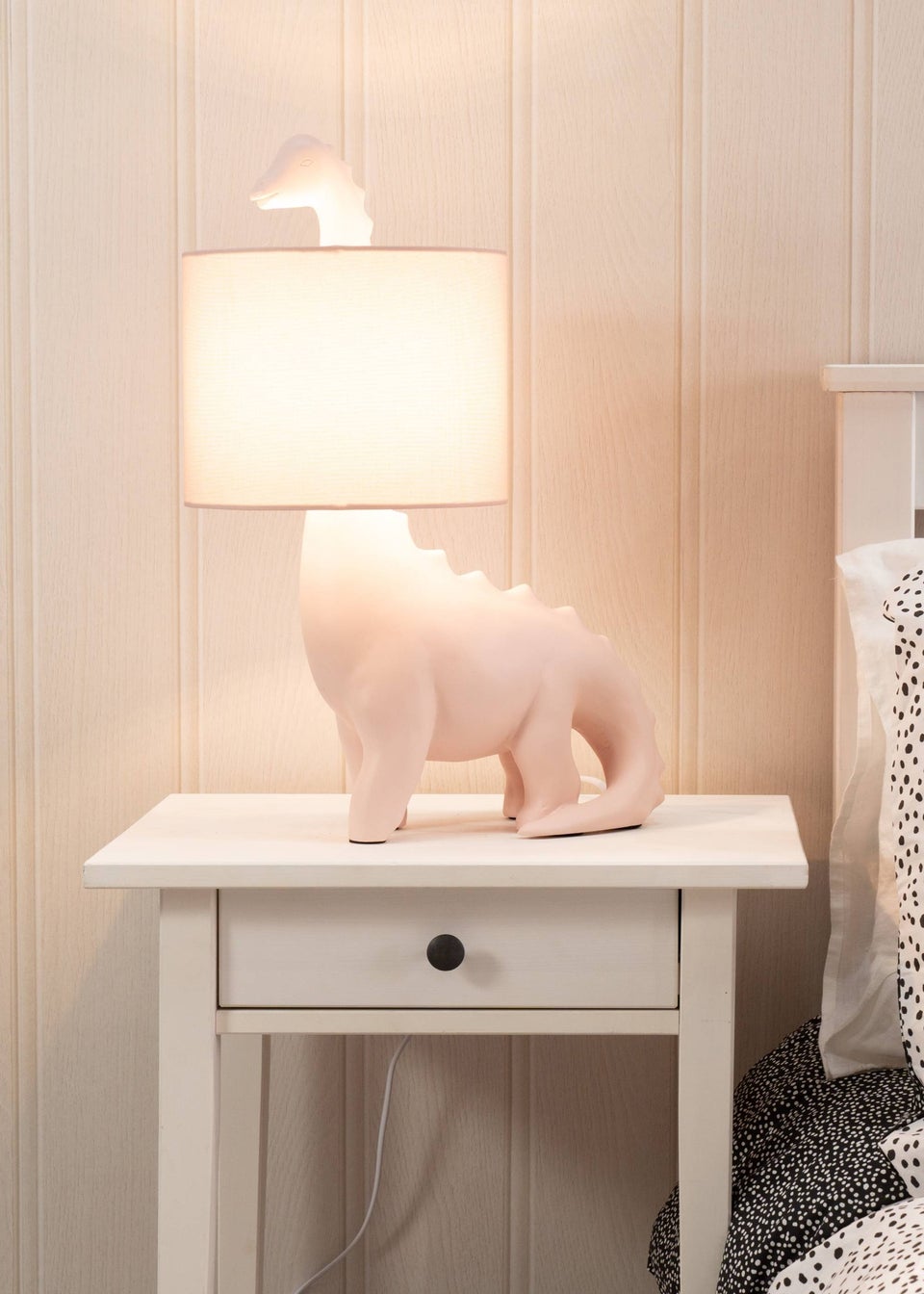 ValueLights Dinosaur Painted Pink Table Lamp with Golfball