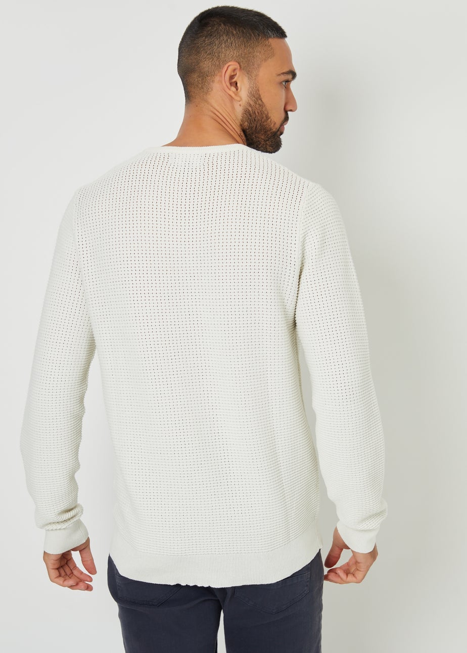 Threadbare Natural Crochet Knit Crew Neck Jumper