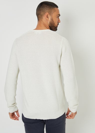 Threadbare Natural Crochet Knit Crew Neck Jumper