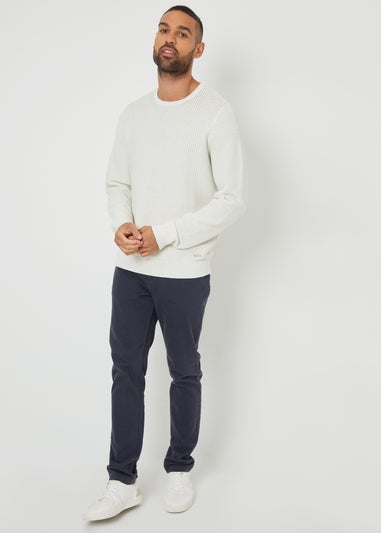 Threadbare Natural Crochet Knit Crew Neck Jumper