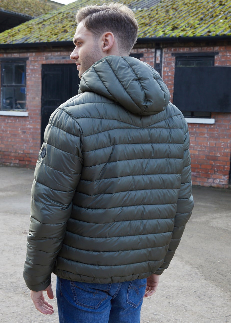 Threadbare Khaki Lightweight Hooded Puffer Jacket