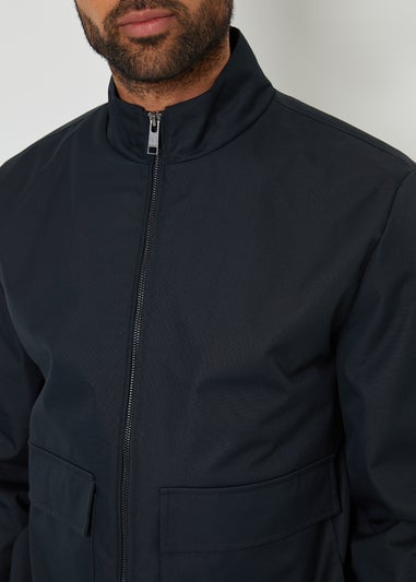 Threadbare Navy Patch Pocket Funnel Neck Harrington Style Jacket