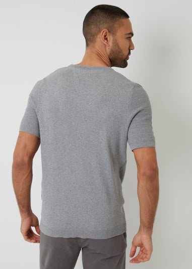 Threadbare Grey Textured Knitted T-Shirt