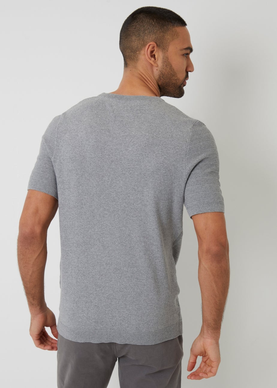 Threadbare Grey Textured Knitted T-Shirt