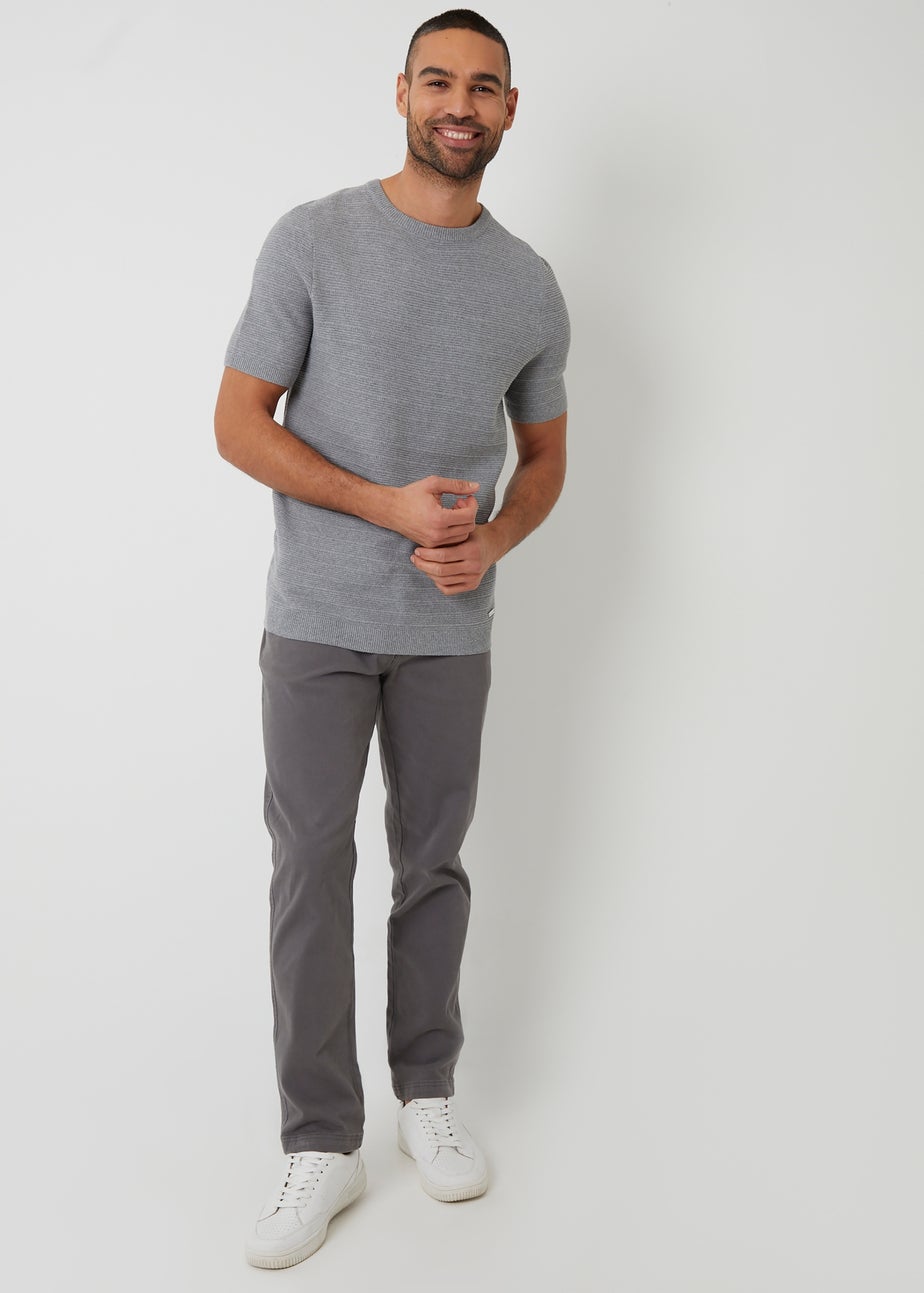 Threadbare Grey Textured Knitted T-Shirt