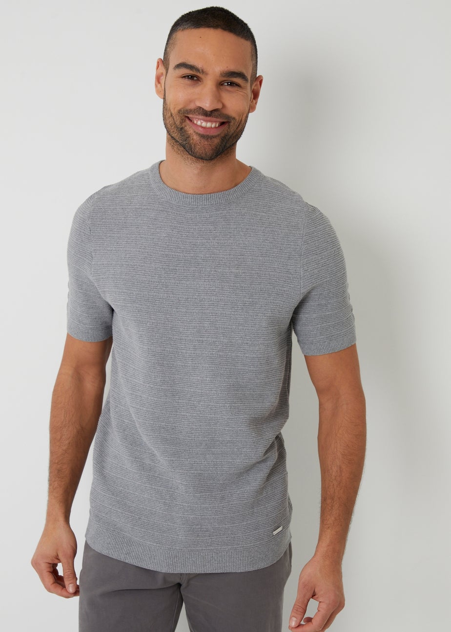 Threadbare Grey Textured Knitted T-Shirt
