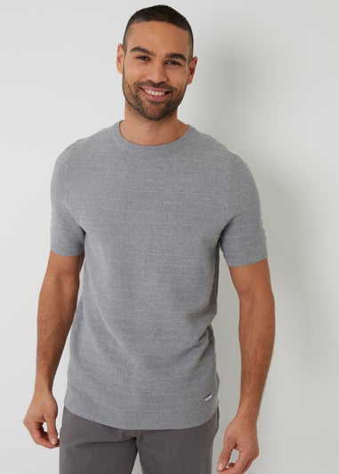 Threadbare Grey Textured Knitted T-Shirt