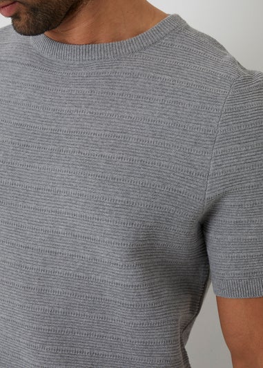 Threadbare Grey Textured Knitted T-Shirt