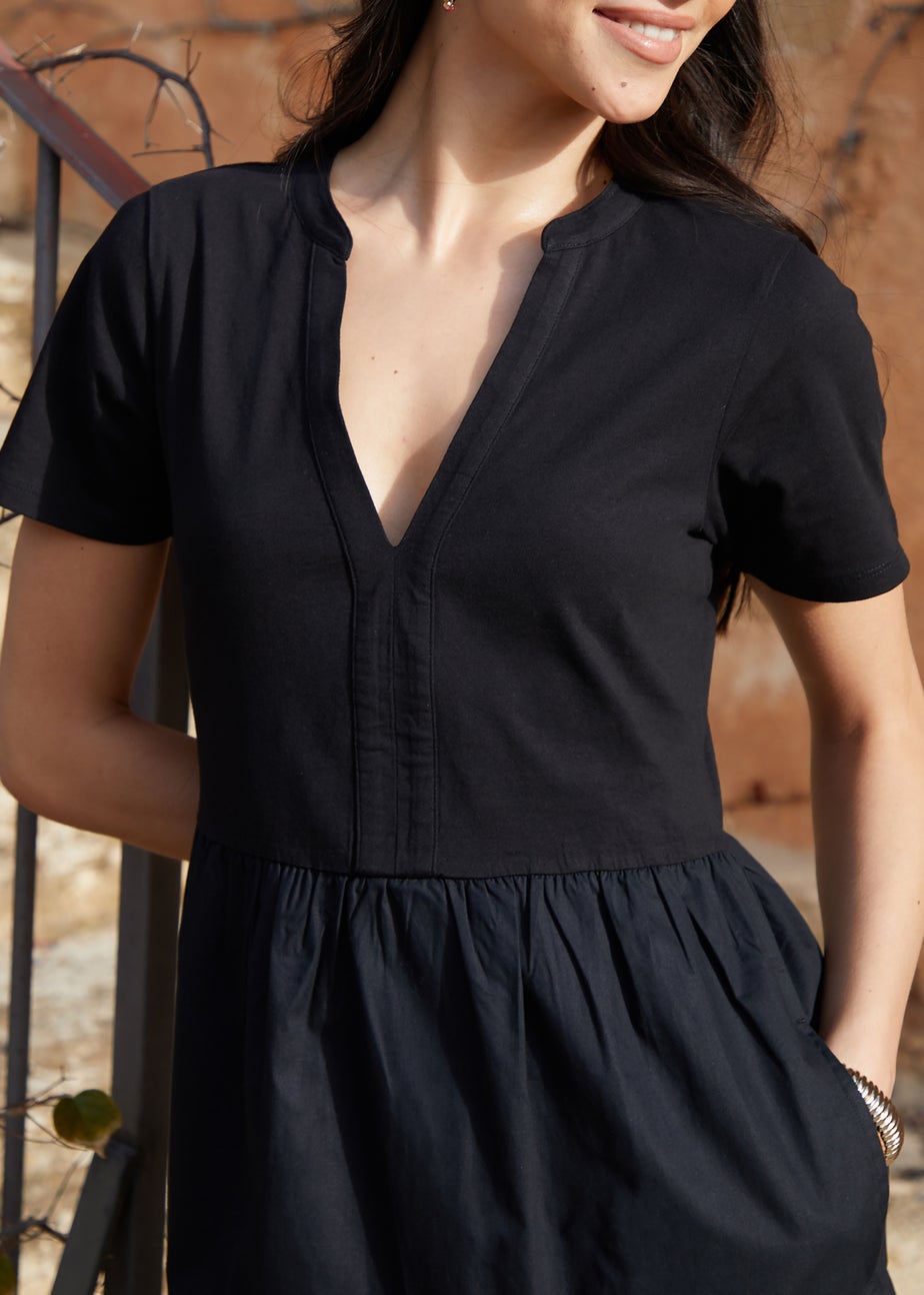 Threadbare Black Tiered Jersey Poplin Maxi Dress