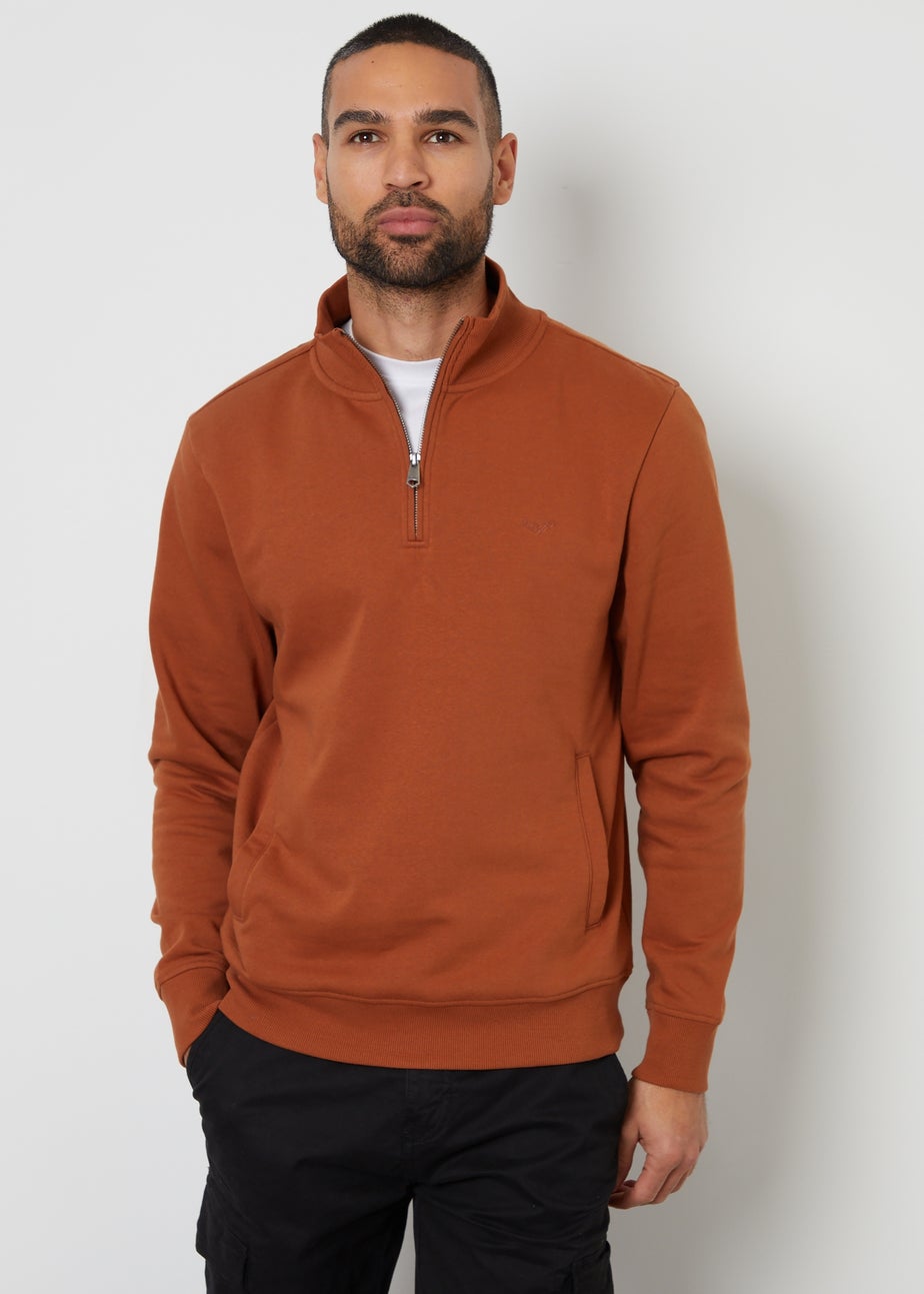 Threadbare Terracotta 1/4 Zip Neck Sweatshirt