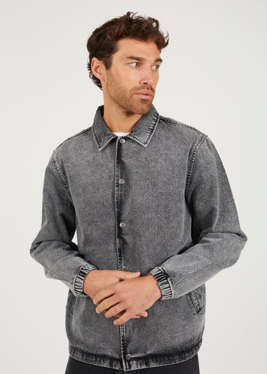 Brave Soul Grey Denim Coach Style Jacket