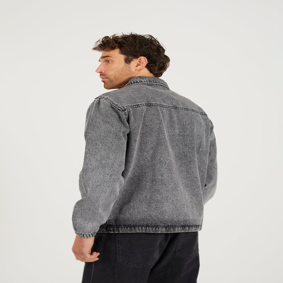 Brave Soul Grey Denim Coach Style Jacket